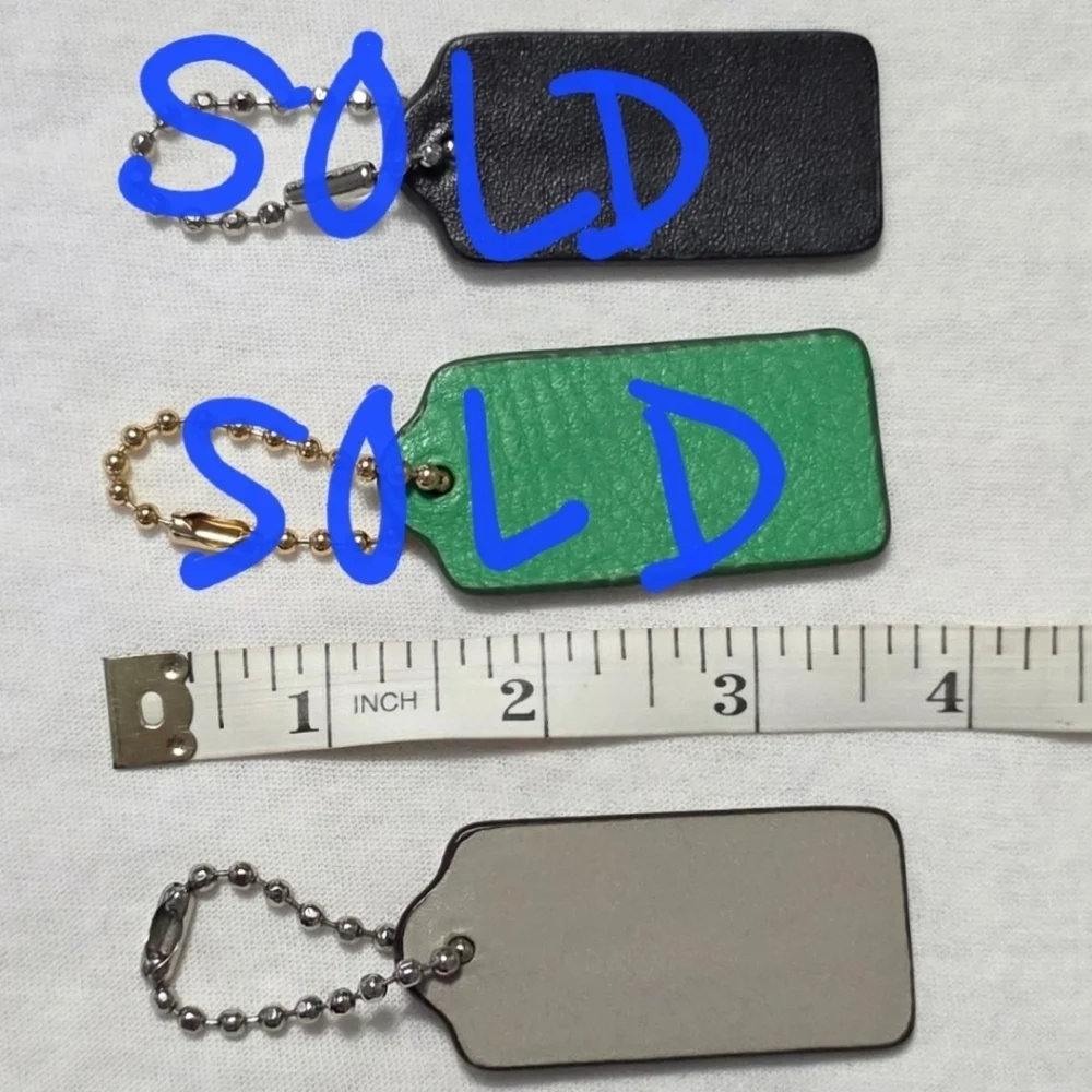Coach Leather Hangtags in Green, Black, Or Gray